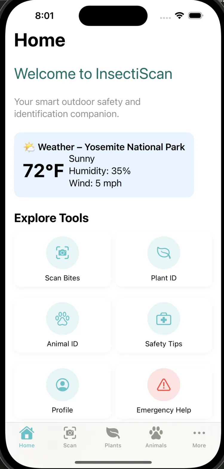 InsectiScan App Homepage